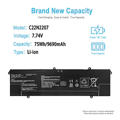 Batería de Repuesto C22N2207 para Asus Vivobook S14 OLED K5404 K5404VA 2023 13th-gen Series M302-05B1 - TAICROWNE