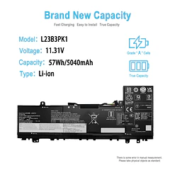 Batería de Repuesto L23B3PK1 para Lenovo IdeaPad Slim 5-16AHP9 5-16IMH9 5-14Q8X9 5-14IMH9 5-14AHP9 5-15IRU9 5-15IRH9 - TAICROWNE