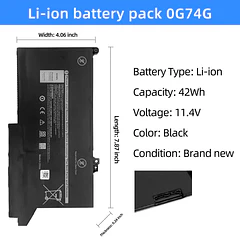 Batería de Repuesto 0G74G para Dell Latitude 5300 2-in-1 5310 7300 7400 Series Notebook OG74G - NBULBL