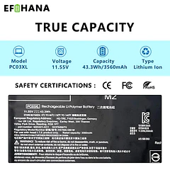 Batería de Repuesto PC03XL para HP Pavilion X360 14 15 14-DW/DY/BA/CD 15-ER HSTNN-OB1W M24421-271/AC1 M24648-005