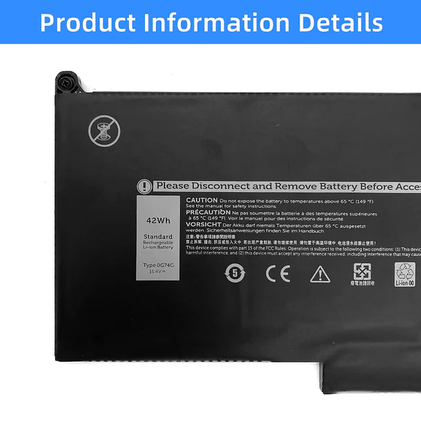 Batería de Repuesto 0G74G para Dell Latitude 5300 2-in-1 5310 7300 7400 Series Notebook OG74G - NBULBL 3