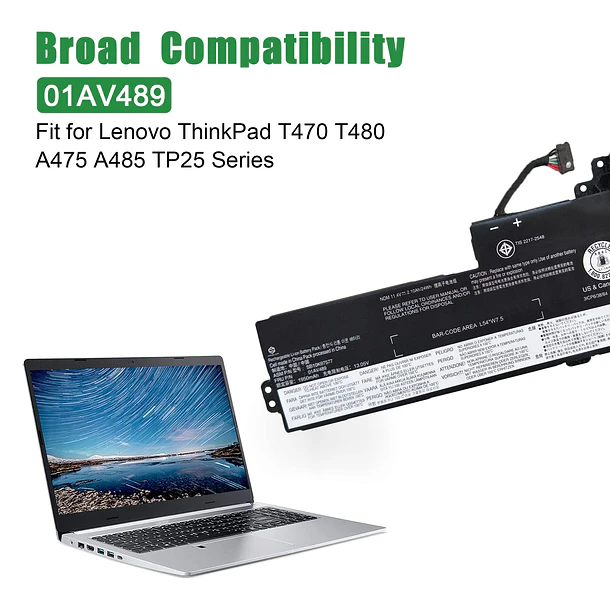 Batería de Repuesto 01AV489 para Lenovo ThinkPad T470 T480 A475 A485 TP25 Series Notebook SB10K97577 - JIAZIJIA 4