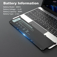 Batería de Repuesto 69KF2 para Dell XPS 15 9500 9520 9510 9530 Alienware M15 - Bituli