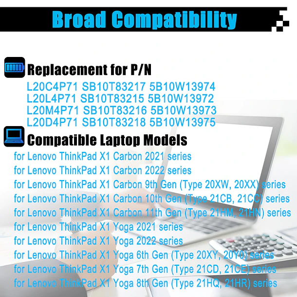 Batería de Repuesto para Lenovo ThinkPad X1 Carbon 9th 10th 11th Gen / X1 - AOMKA 3