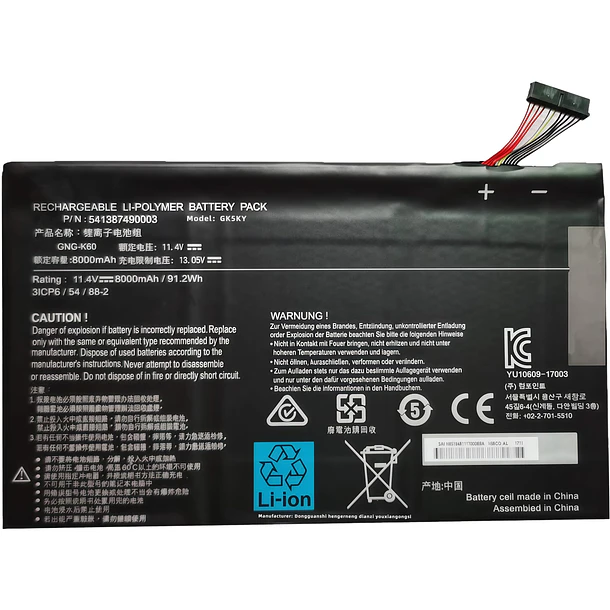 Batería de Repuesto GK5KY para Gigabyte P56XT P56XTv7-DE022T P56XTv7-DE427T Tablet High Performance - Jbery 1