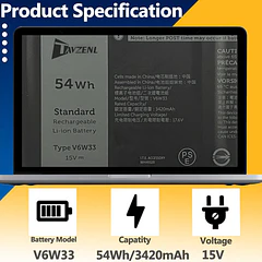Batería de Repuesto V6W33 para Dell Inspiron 3510 3511 3515 5310 5410 5418 5510 5515 - TAVZENL