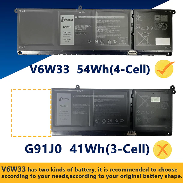 Batería de Repuesto V6W33 para Dell Inspiron 3510 3511 3515 5310 5410 5418 5510 5515 - TAVZENL 4