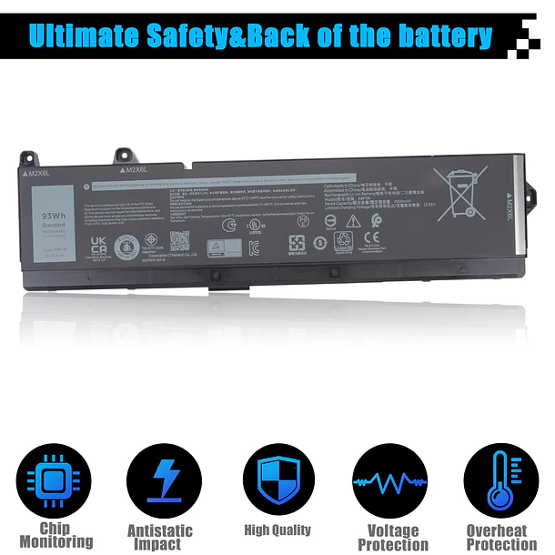 Batería de Repuesto para Dell Precision 7670 7680 7770 7780 Series RCVVT T6PFX 451-BCYH - AOMKA 4