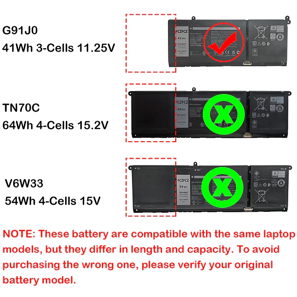 Batería de Repuesto G91J0 para diversos equipos compatibles según modelo G91J0 - FCZFCZ 3