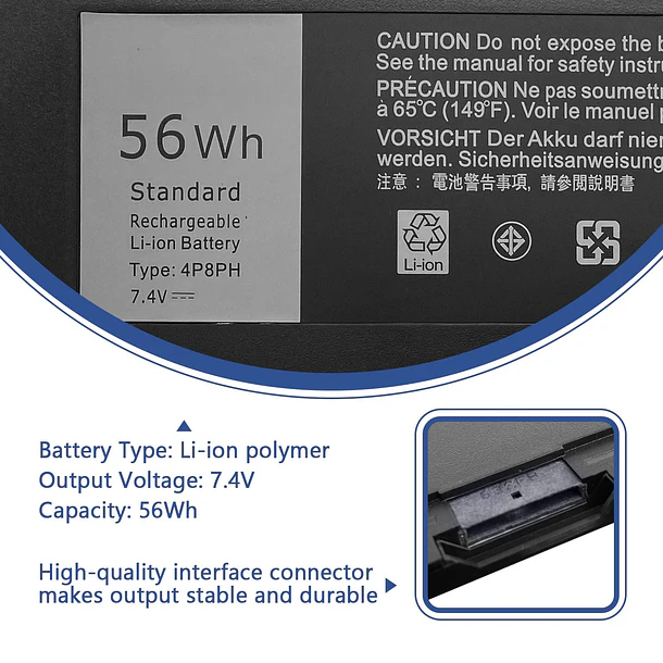 Batería de Repuesto 4P8PH para Dell Inspiron 15 7000 7537 7547 7548 2