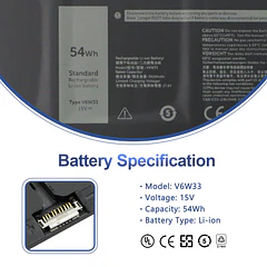 Batería de Repuesto V6W33 para Dell Inspiron 3510 3511 3515 5310 5410