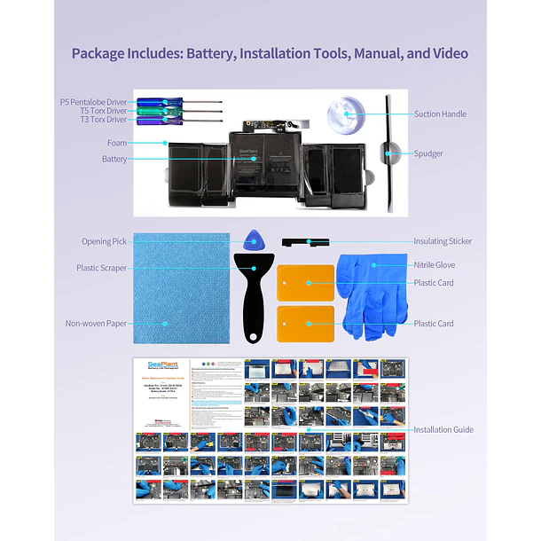 Batería de Repuesto A1964 para MacBook Pro A1989, 13-Inch, 2018-2019 - SeaPlant 3
