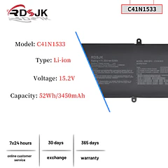 Batería de Repuesto C41N1533 para Asus Q524U Q524UQ Q524UQK Q534U Q534UX Q534UX-BHI7T19 UX560UQ Q534UXK Q504UQ