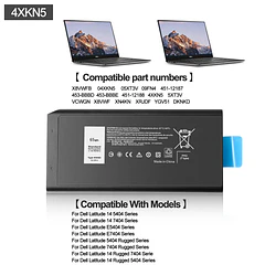 Batería de Repuesto 4XKN5 para Dell Latitude 14 Rugged 5404 5414 E5404 Extreme 7404 7414 - TAUPO