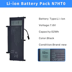 Batería de Repuesto N7HT0 para Dell Latitude 9510 2-in-1 Latitude 9510 9520 Series Notebook TVKGH