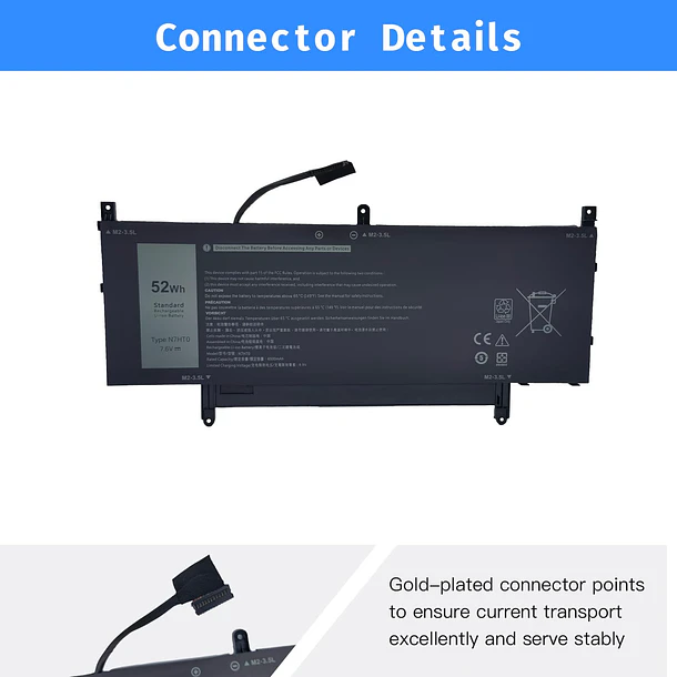Batería de Repuesto N7HT0 para Dell Latitude 9510 2-in-1 Latitude 9510 9520 Series Notebook TVKGH 3