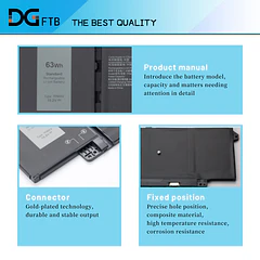 Batería de Repuesto 1FXDH para Dell Latitude 5320 7320 7420 7520 Series Notebook TN2GY 4M1JN - DGFTB