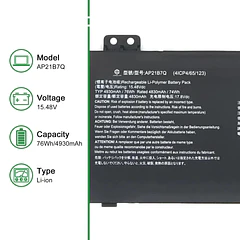 Batería de Repuesto AP21B7Q para Acer Predator Triton 300 SE PT314 51S 51NZ 52ML 52X6 - JIAZIJIA
