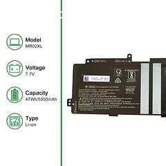 Batería de Repuesto MR02XL para Hp Elite X2 G4 Series Notebook HSTNN-DB9E L45645-2C1 Black 7.7V - JIAZIJIA