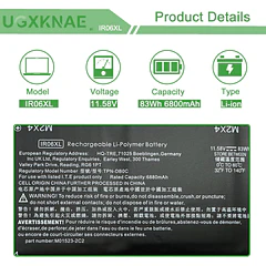 Batería de Repuesto IR06XL para HP ZBook Power G7 1J3Y1EA 1J3Y2EA 1J31AEA 1J3X7EA 1J3Q8EA 2C9P1EA - UGXKNAE