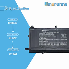 Batería de Repuesto BN06XL para HP Spectre X360 Convertible 15-EB0005NI X360 15 15-EB 15-EB0005UR Series - Jmsrunne