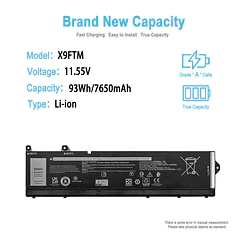 Batería de Repuesto X9FTM para Dell Precision 7670 7680 7770 7780 type P114F P114F001 P114F002