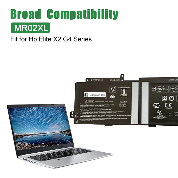Batería de Repuesto MR02XL para Hp Elite X2 G4 Series Notebook HSTNN-DB9E L45645-2C1 Black 7.7V - JIAZIJIA 4