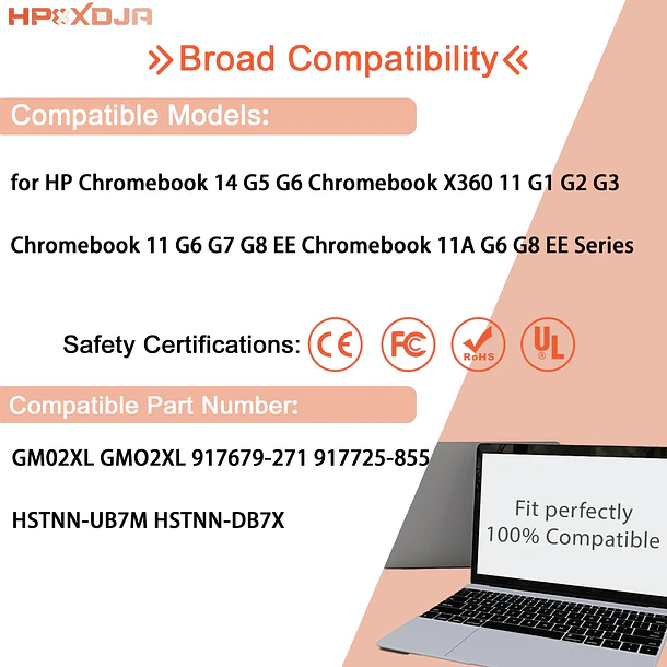 Batería de Repuesto GM02XL para HP Chromebook X360 11 G1 Chromebook 14 G5 14-CA000NA 11 - HPXXDJA 5