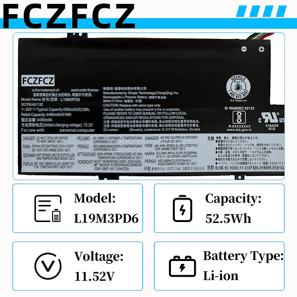 Batería de Repuesto L19M3PD6 para Lenovo ideapad Flex 5-14IIL05 5-14ITL05 5-14ARE05 5-14ALC05 5-15IIL05 5-15ITL05 5-15ALC05 - FCZFCZ 3