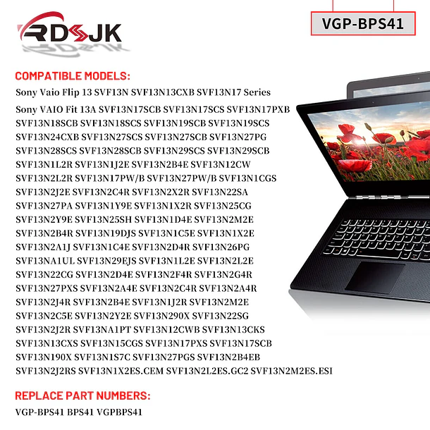 Batería de Repuesto VGP-BPS40 para Sony Vaio Flip 13 SVF13N SVF13N13CXB SVF13N17SCB SVF13N17SCS SVF13N17PXB SVF13N18SCB - RDSJ 3