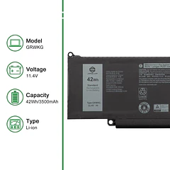 Batería de Repuesto GRWKG para Dell Latitude 3340 3440 3450 3540 3550 5340 5350 5440 - JIAZIJIA GRWKG