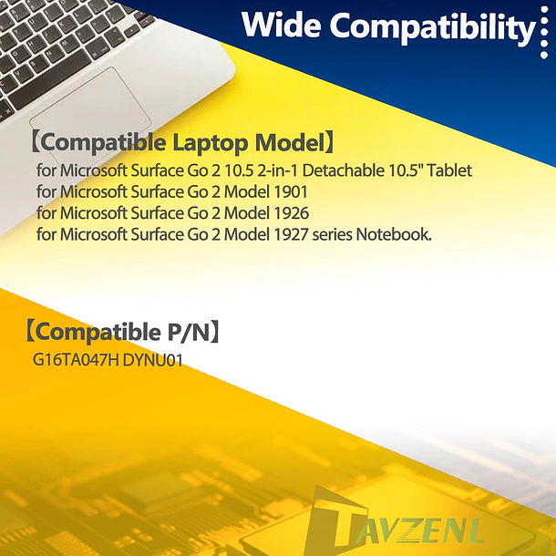 Batería de Repuesto DYNU01 para Microsoft Surface Go 2 1901 1926 1927 Tablet - TAVZENL 5