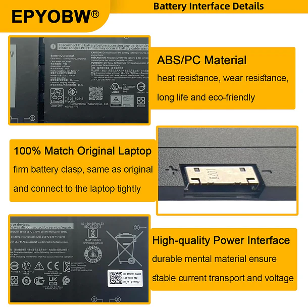 Batería de Repuesto 7FMXV para diversos equipos compatibles según modelo 7FMXV - EPYOBW 4
