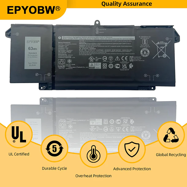 Batería de Repuesto 7FMXV para diversos equipos compatibles según modelo 7FMXV - EPYOBW 5
