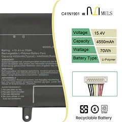 Batería de Repuesto DXGH8 para Asus ZenBook Duo UX481FA UX481FL UX4000F - MULS
