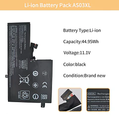 Batería de Repuesto AS03XL para Hp Chromebook 11 G5 EE TPN-Q151 Serie Notebook ASO3XL HSTNN-IB7W - NBULBL