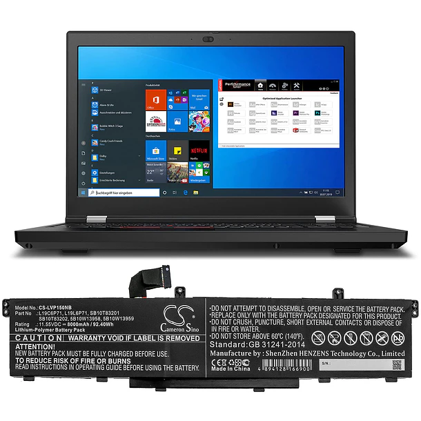 Batería de Repuesto para ThinkPad P15, ThinkPad P15 Gen 1 20ST002DAU, ThinkPad P15 Gen - Cameron Sino CS 5