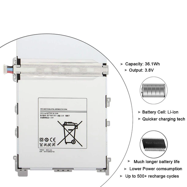 Batería de Repuesto T9500C para Samsung Galaxy Note Pro12.2i SM-P900 P905 T9500U GH43-03980A(3.8V 36.10Wh 9500mAh) - Hubei 4