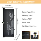 Batería de Repuesto L16M4P60 para Lenovo Yoga 920 920-13IKB 920-131KB 920-13IKB-80Y7 80Y8 81TF Ideapad Flex - NBULBL 2
