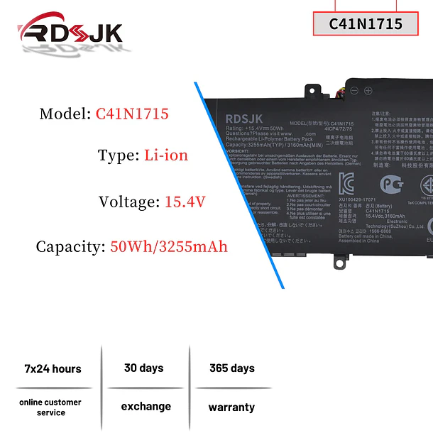 Batería de Repuesto WW8N8 para Asus Zenbook 13 UX331UA UX331UA-1A UX331UA-1E UX331UN UX331FN U3100FN U3100UN 2