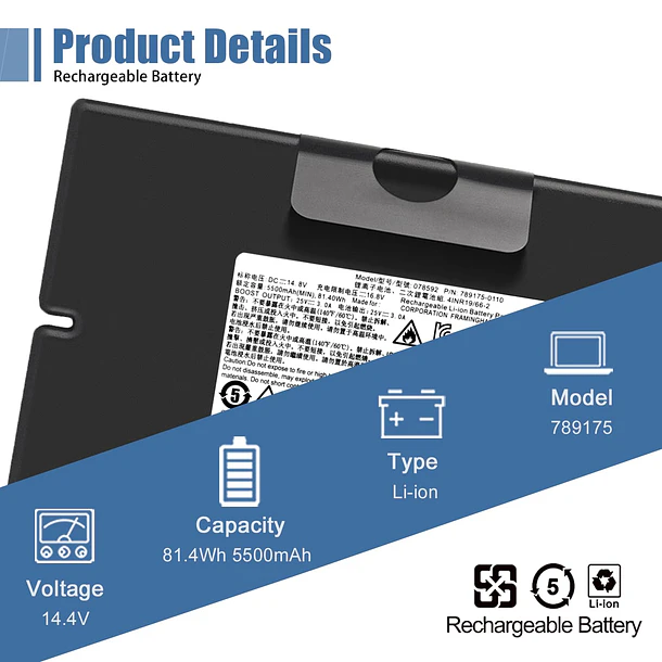 Batería de Repuesto 789175 para Bose S1 pro Battery Pack 789175-0100 789175-0110 789175-0010 4INR19/66-2 14.8V - VANPIR 2