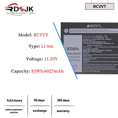 Batería de Repuesto R73TC para Dell Precision 7670 7770 7680 7780 Series 0RCVVT NWDC0 0NWDC0 - RDSJ RCVVT