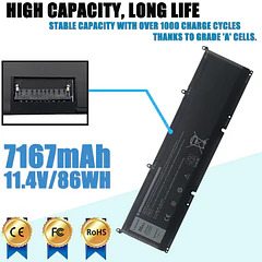 Batería de Repuesto 69KF2 para Dell XPS 15 9500 9510 Precision 5550 P91F Alienware M15 - LAQUEENA