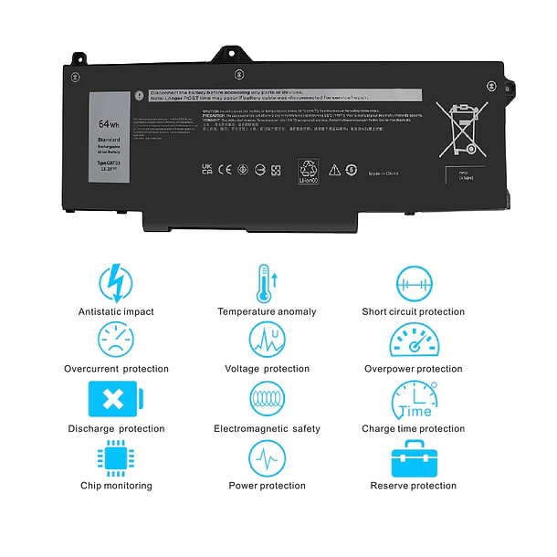 Batería de Repuesto GRT01 para Dell Latitude 15 5521 5531 14 5421 5431 Precision 3470 - ESTENGPRO 3
