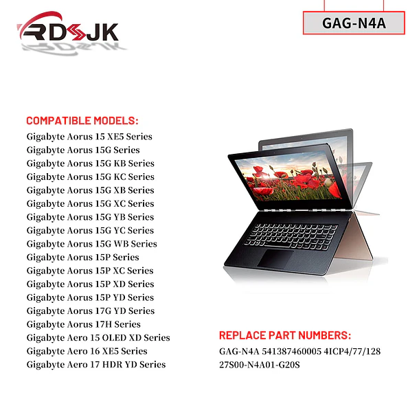 Batería de Repuesto WW8N8 para Gigabyte Aorus 15 XE5 BSF BMF X5LF 15G KB SB 3
