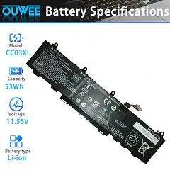 Batería de Repuesto 01AV421 para HP ZBook Firefly 14 G7 G8 EliteBook 830 835 840 - OUWEE
