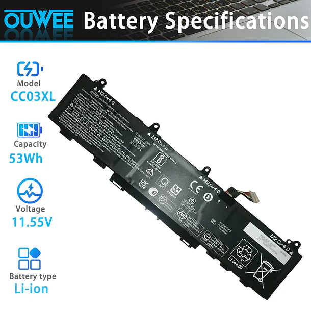 Batería de Repuesto 01AV421 para HP ZBook Firefly 14 G7 G8 EliteBook 830 835 840 - OUWEE 2