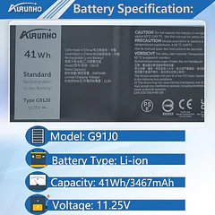 Batería de Repuesto JPFMR para Dell Latitude 3320 3330 3420 3520 Inspiron 3510 3511 3515