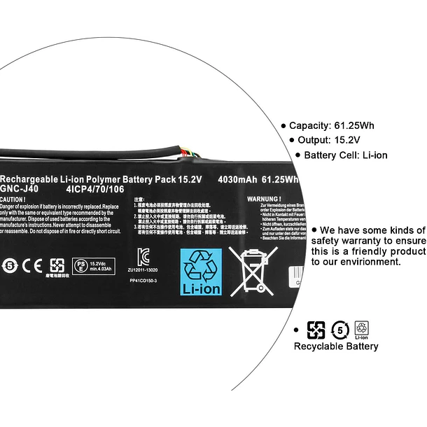 Batería de Repuesto DT9XG para GIGABYTE P34F P34G P34K P34W V2 V3 V5 V7 Series(15.2V - HBFVG 2