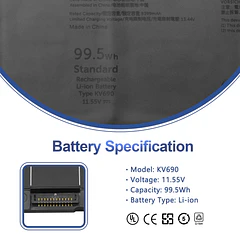 Batería de Repuesto KV690 para Dell Precision 5680 Precision 5690 Series